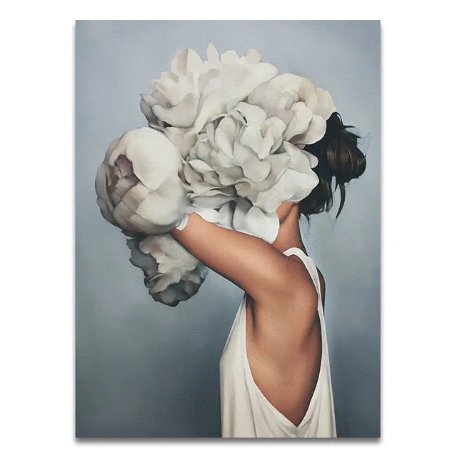 Woman with a flower head | Paint by Numbers