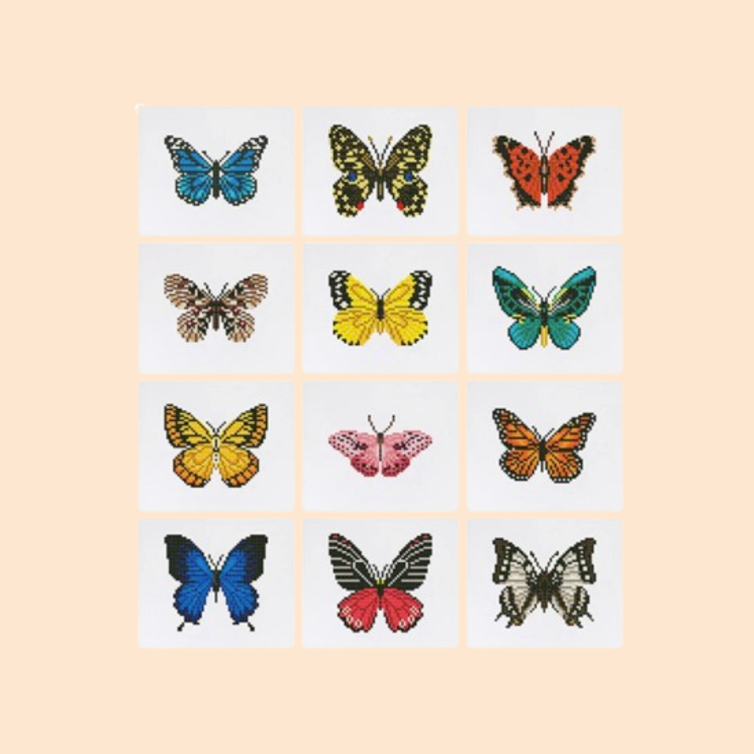 12 Mini Diamond Paintings | Butterflies | Diamond Painting