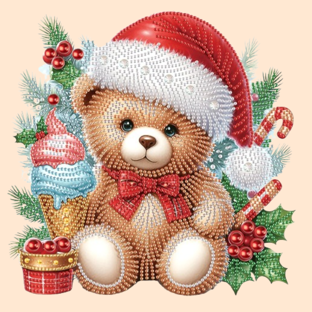 Beer with Christmas hat | Diamond painting