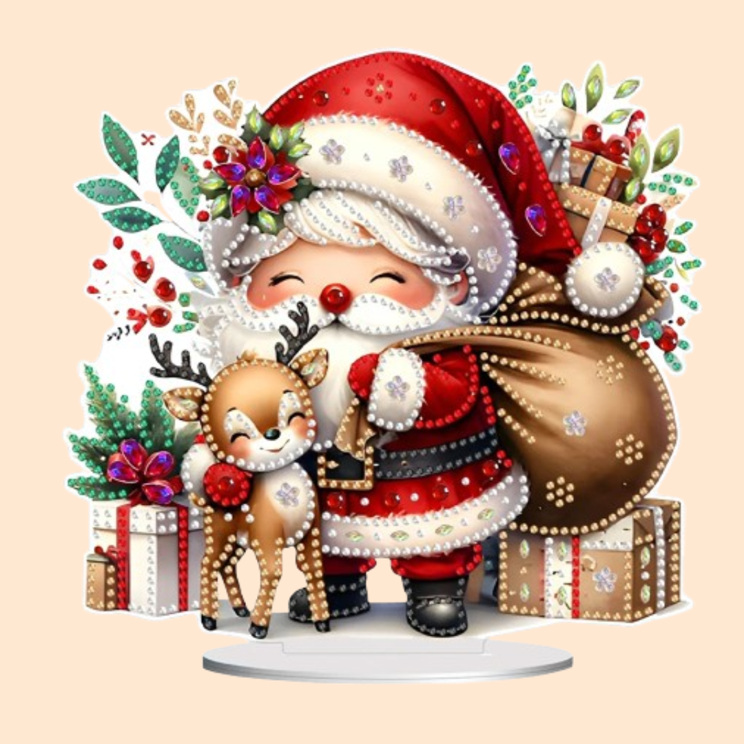 5D Christmas Santa with Reindeer | Diamond Painting