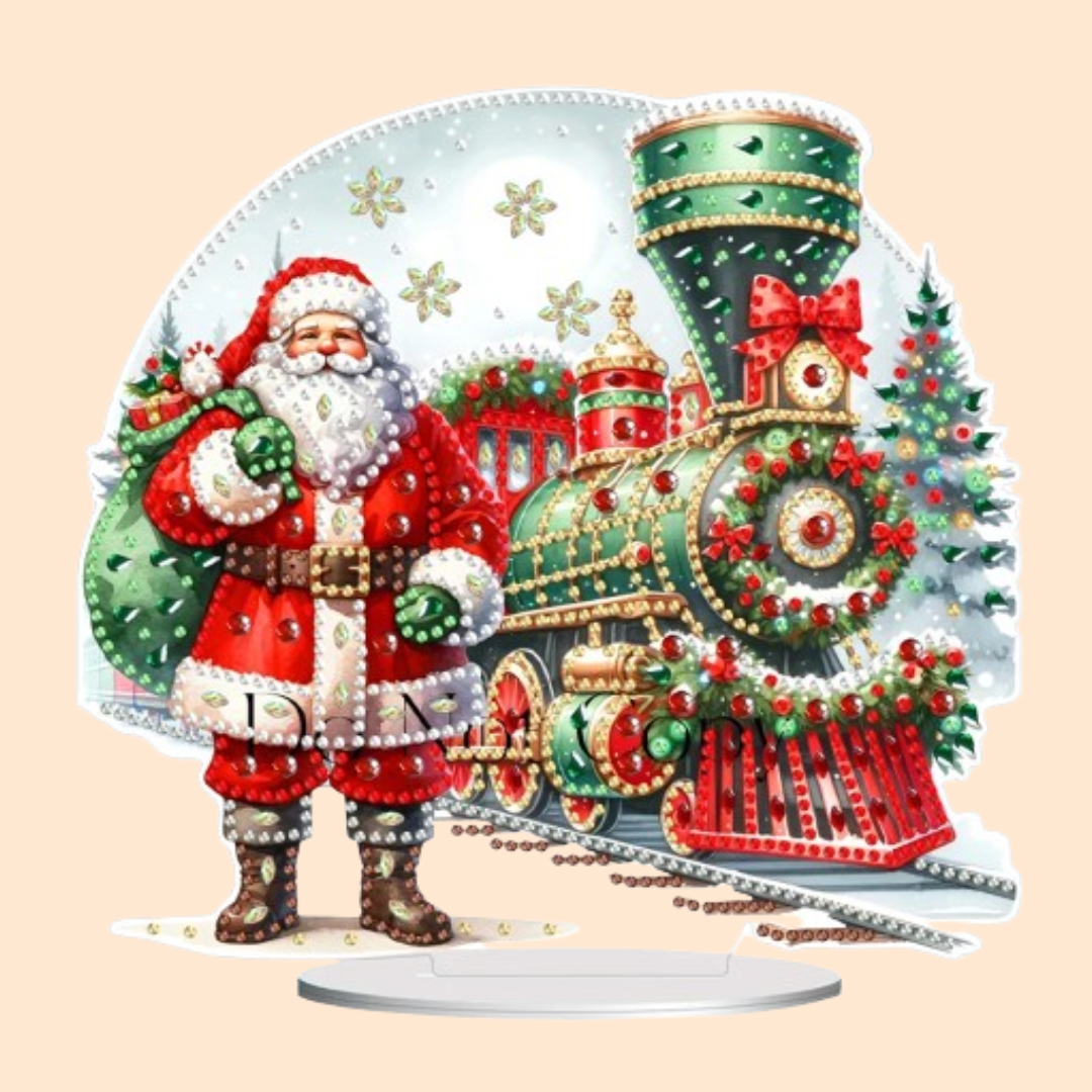 5D Christmas Santa Claus by Train | Diamond Painting