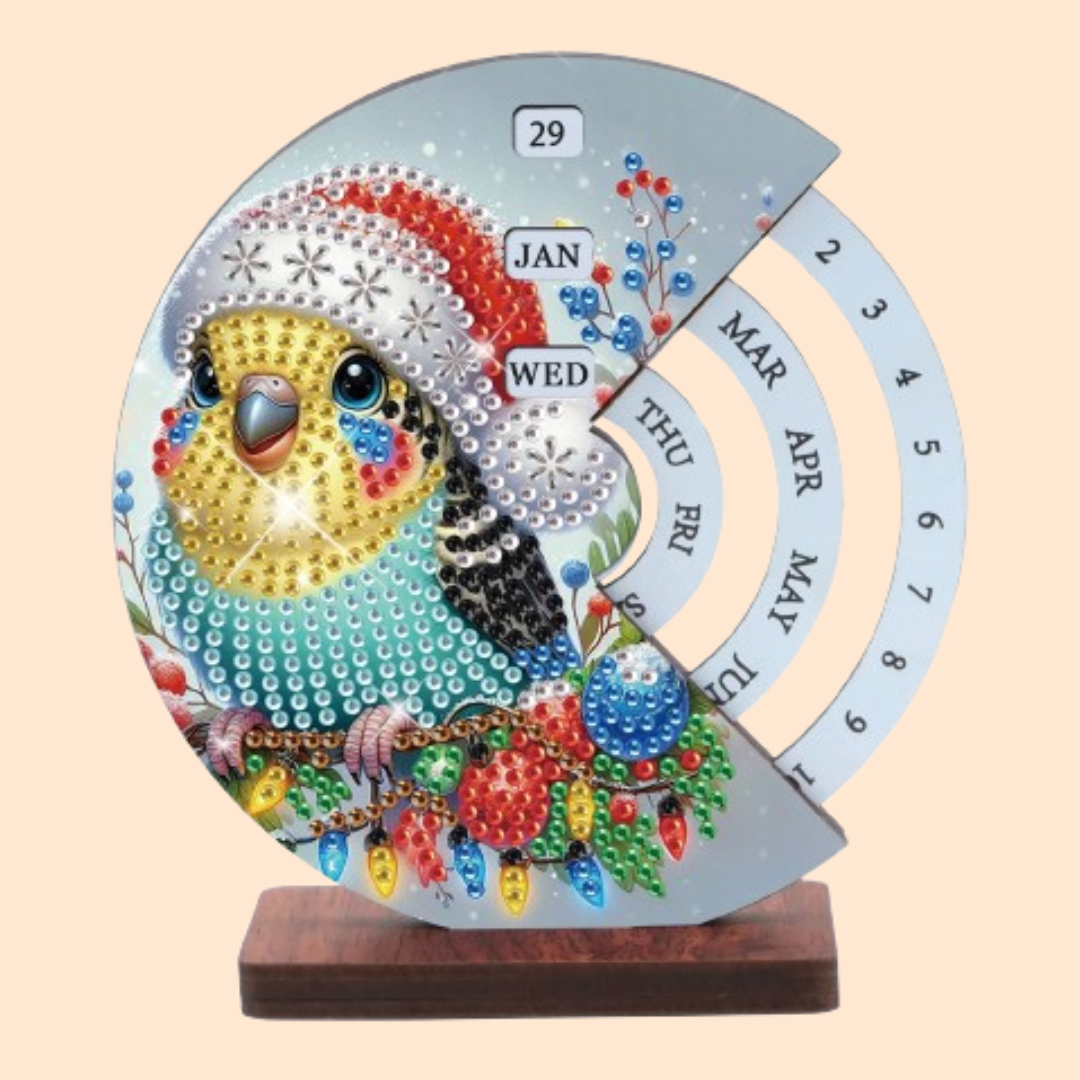 Bird with Christmas hat | Calendar | Diamond painting