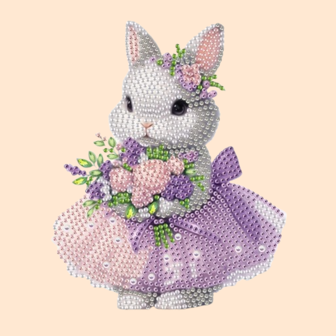 Moving rabbit in dress | Diamond painting