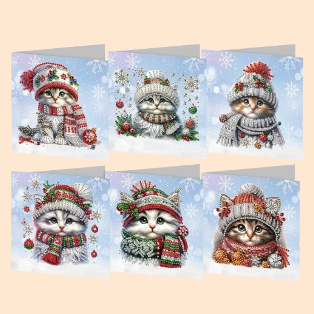 Christmas Cats Christmas Cards | 6 pieces | Diamond Painting