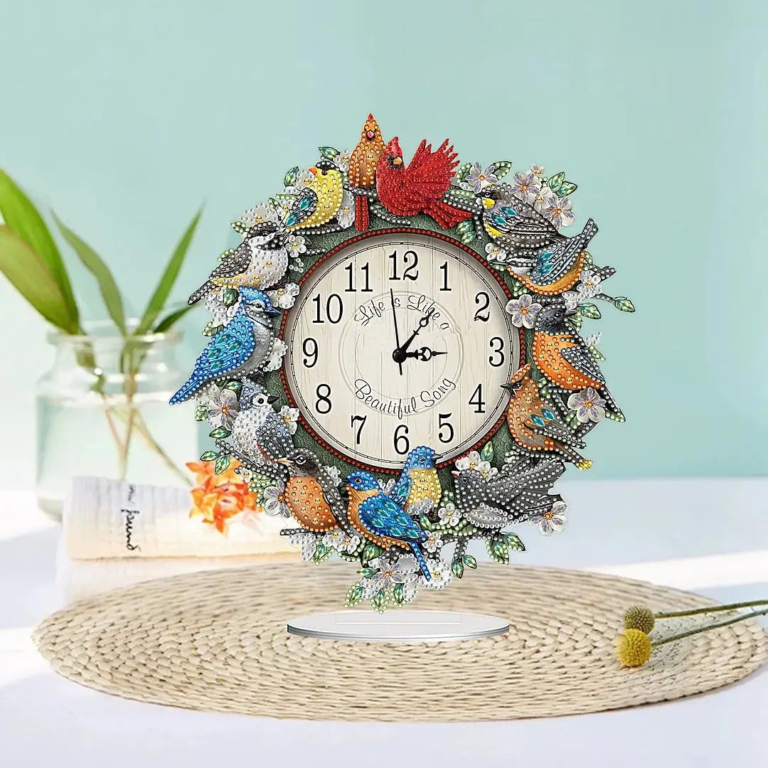 5D Clock with Birds | Diamond Painting
