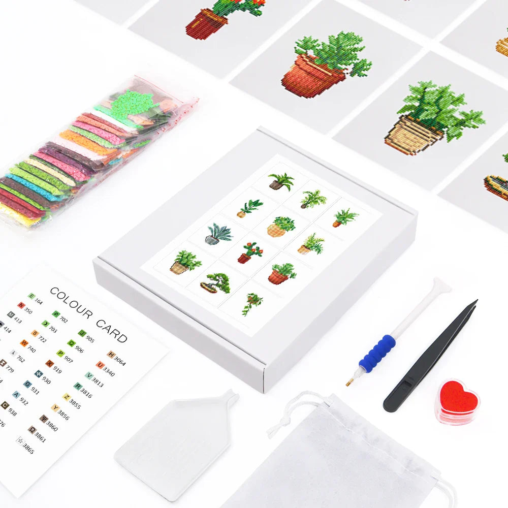 12 Mini Diamond Paintings | Plants | Diamond Painting