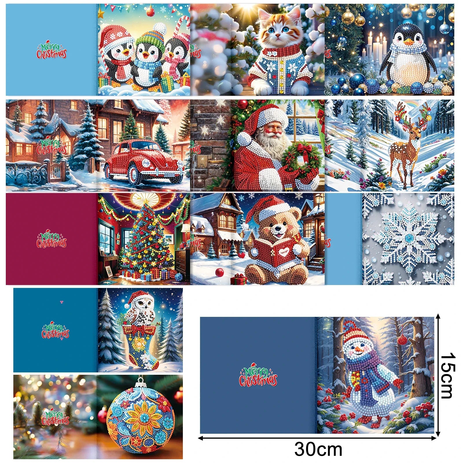 Christmas Cards | 12 pieces | Diamond Painting