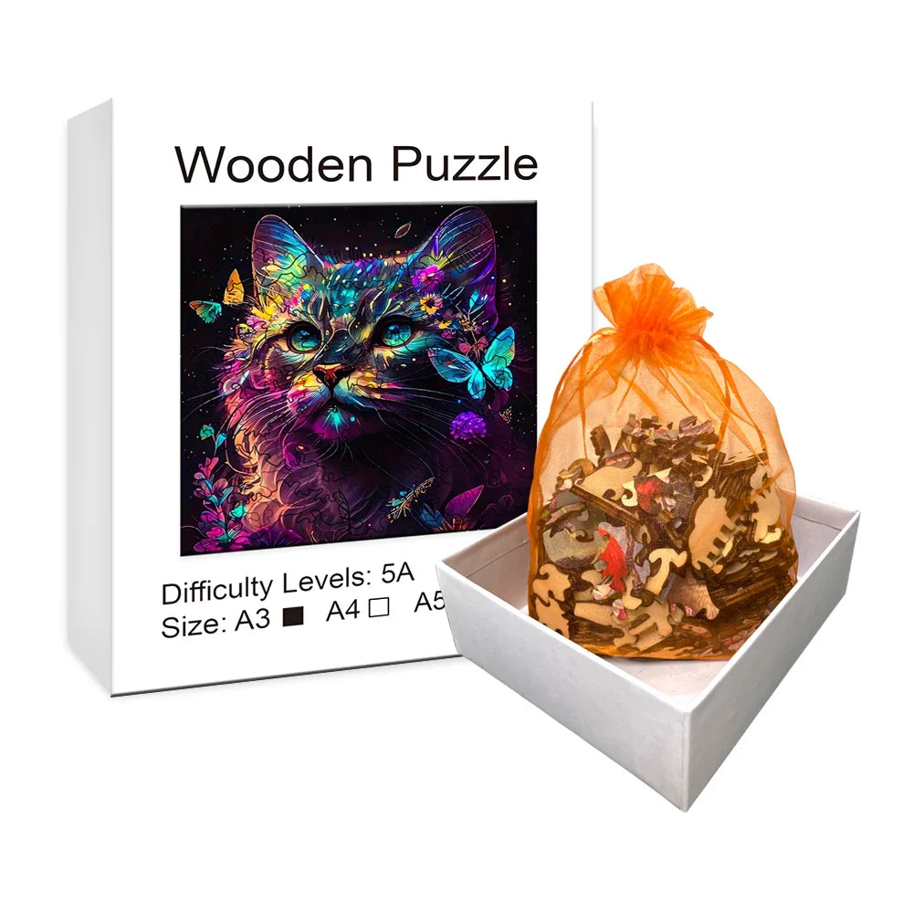 Cat with Butterflies | Wooden Puzzle