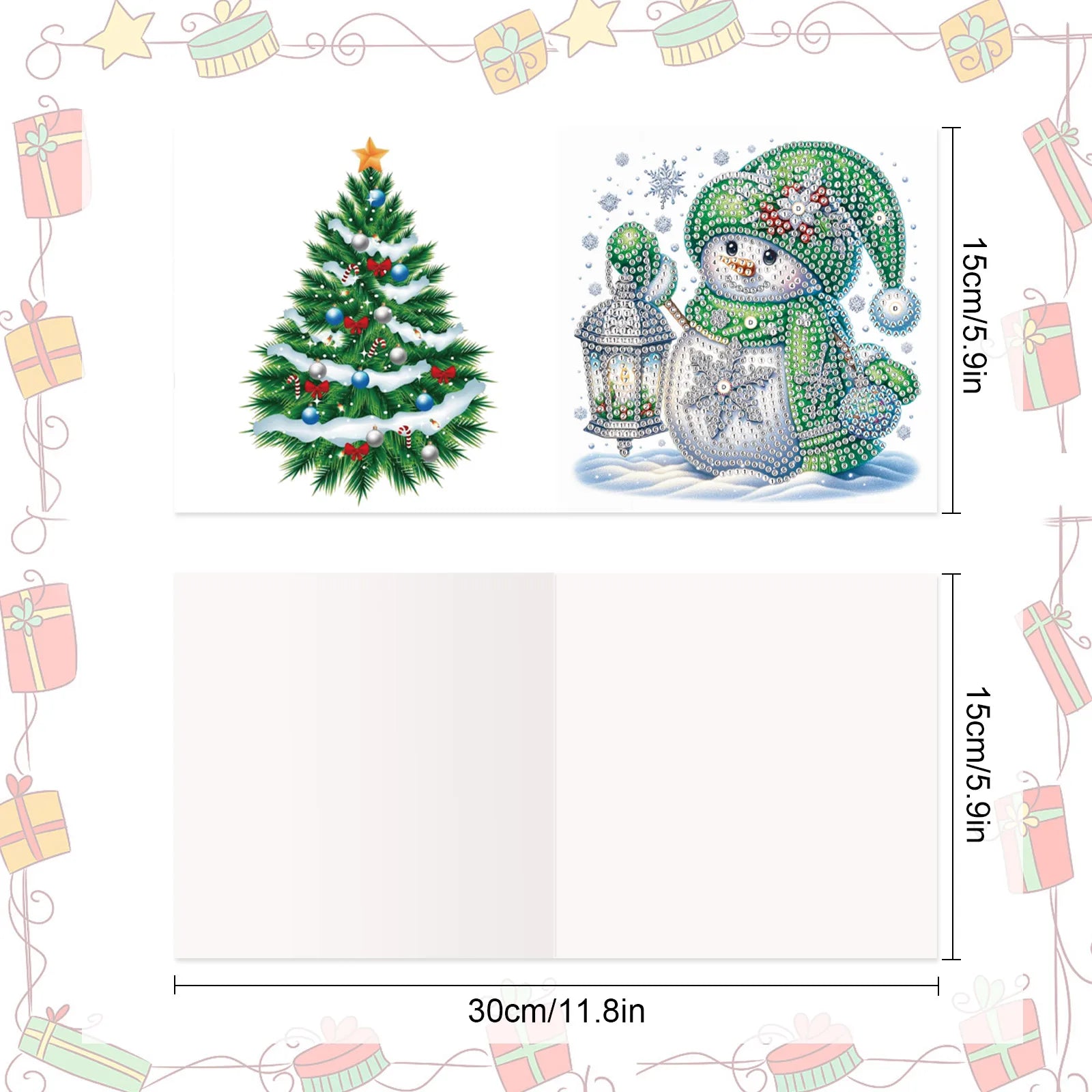 Penguins & Snowmen Christmas Cards | 8 pieces | Diamond Painting