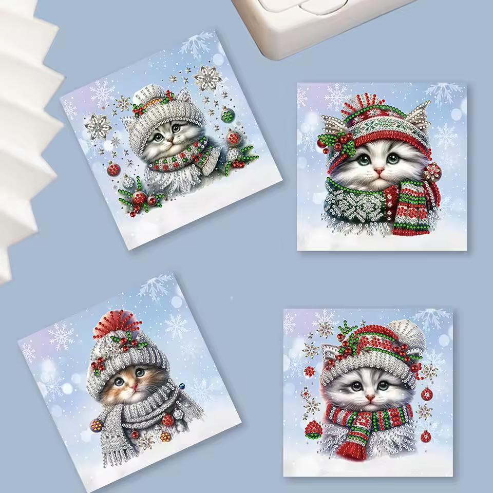 Christmas Cats Christmas Cards | 6 pieces | Diamond Painting