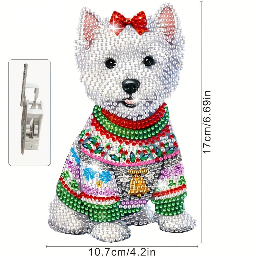 Moving dog with bow | Diamond painting
