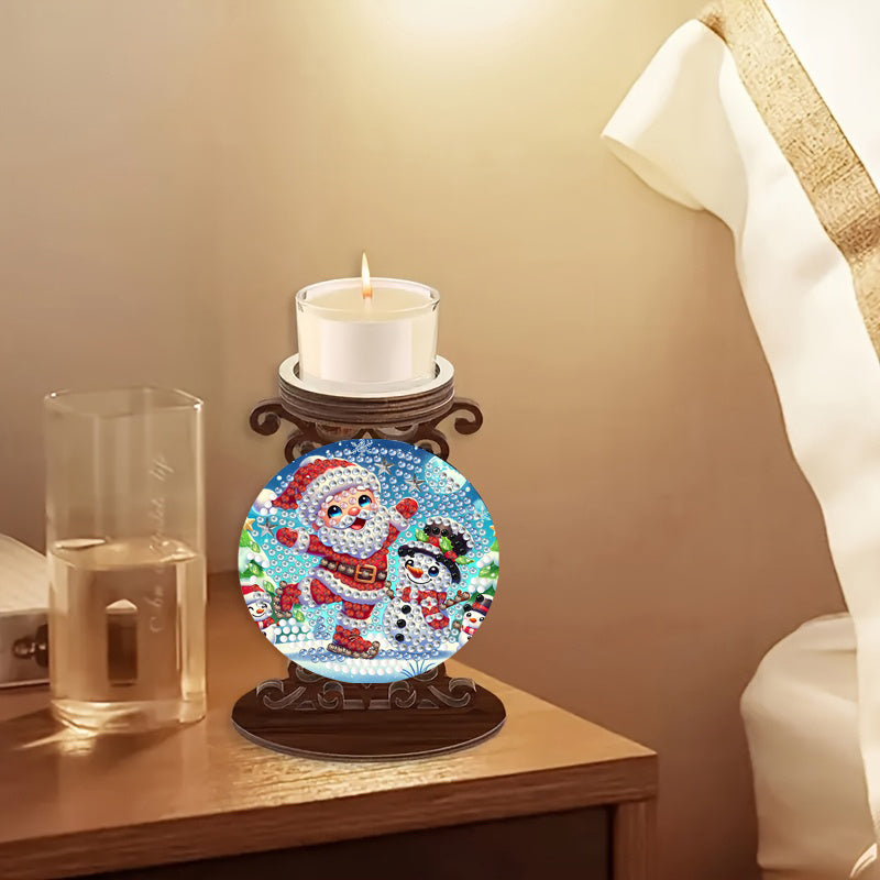 Santa Claus with Snowman | Candle Holder | Diamond Painting
