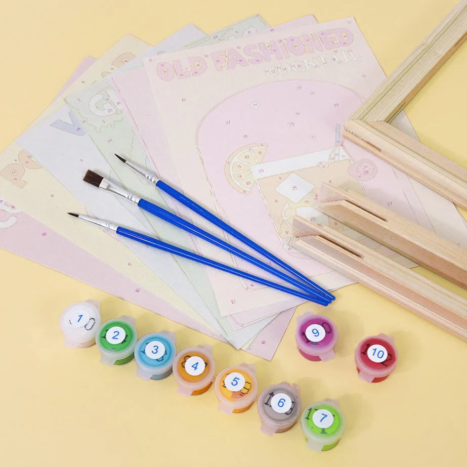 6 Mini Paintings | Colorful Cocktail Collection | paint by numbers