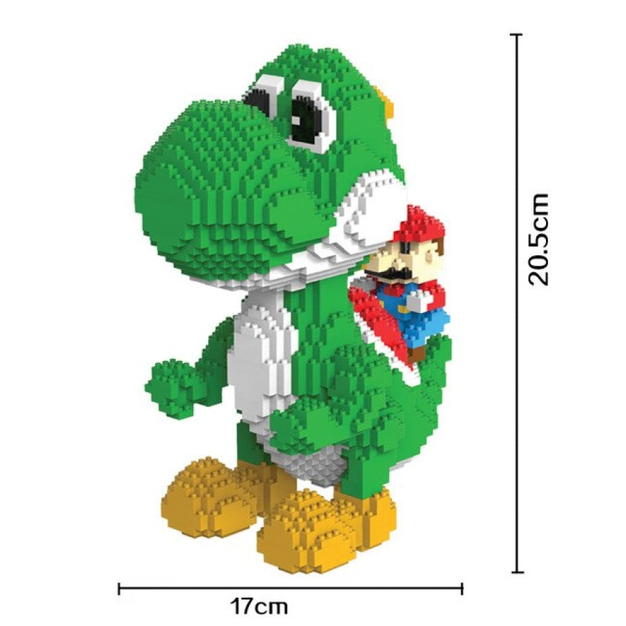 Green dinosaur with red plumber | Building blocks