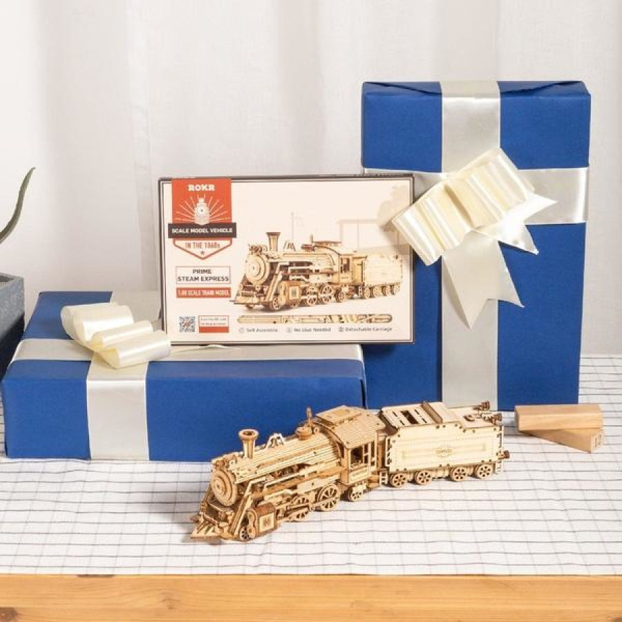 Mini Steam Train With Wagon | Wooden Construction Kits