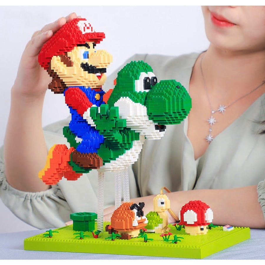 Flying green dinosaur and red plumber | Building blocks