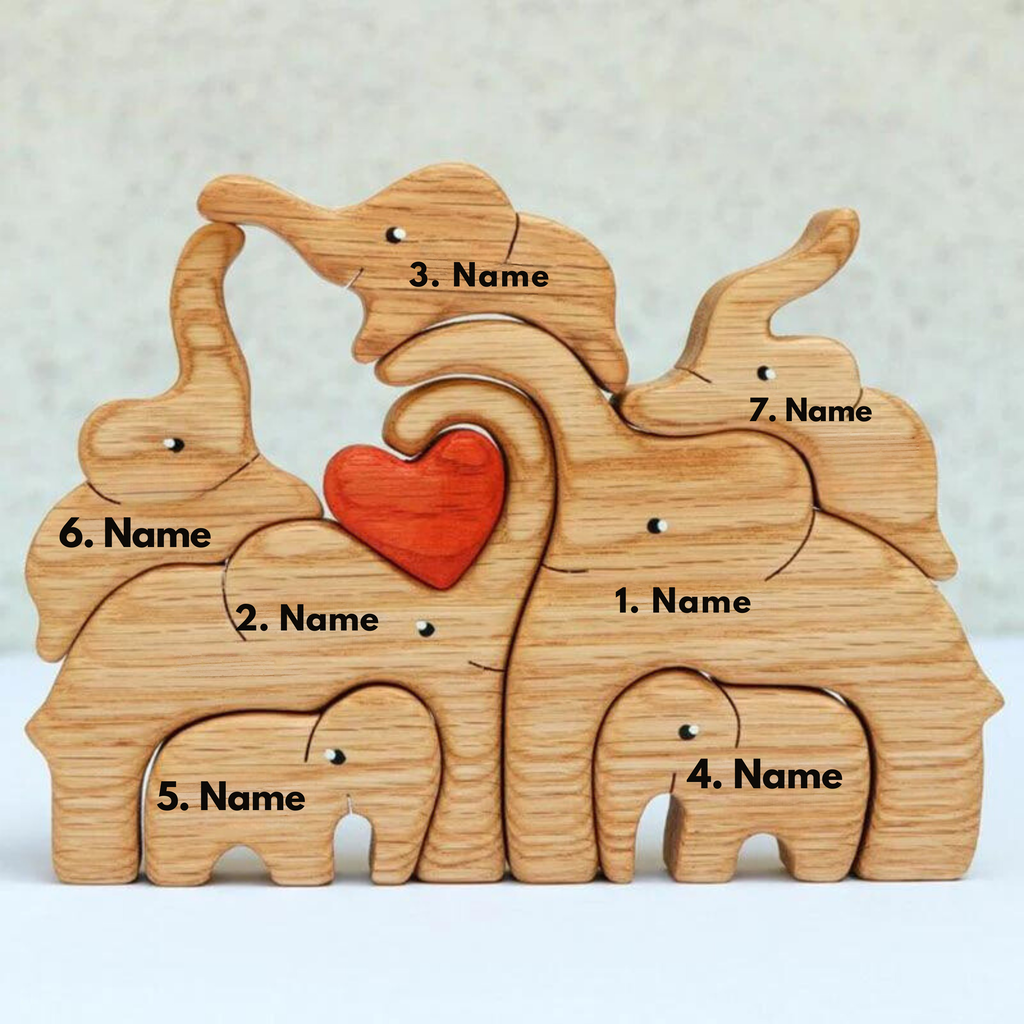 Wood Elephant Family | Customizable, Personal and Original