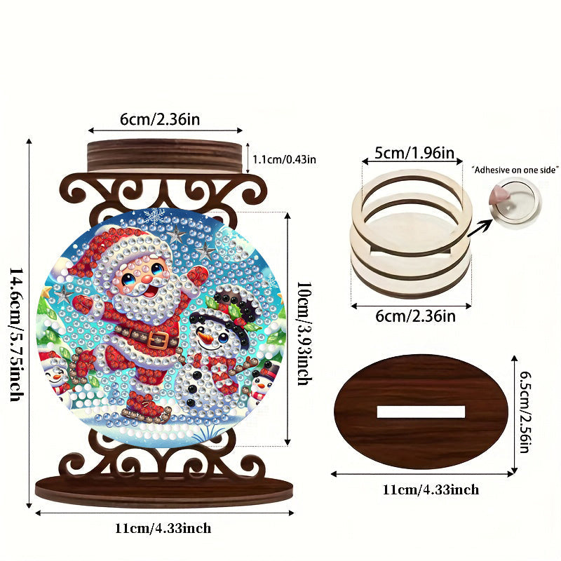 Santa Claus with Snowman | Candle Holder | Diamond Painting