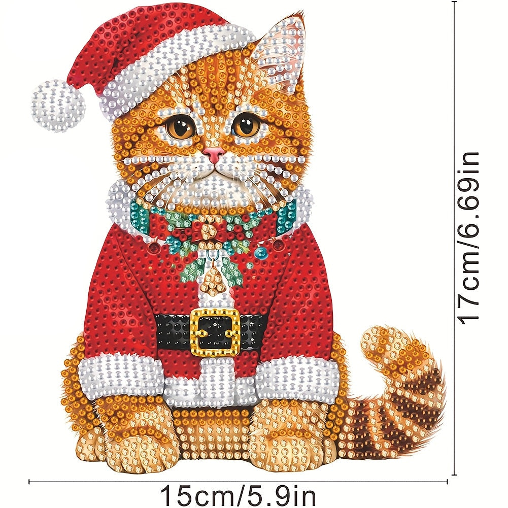 Moving cat with Santa hat | Diamond painting