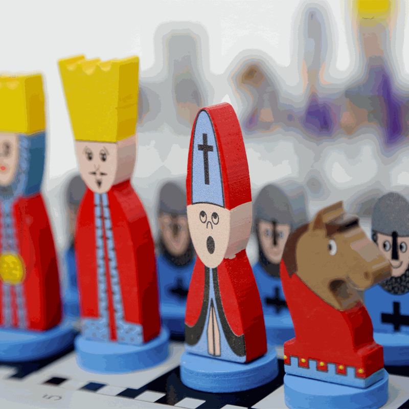 Educational Wooden Cartoon Chess Set