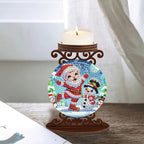 Santa Claus with Snowman | Candle Holder | Diamond Painting