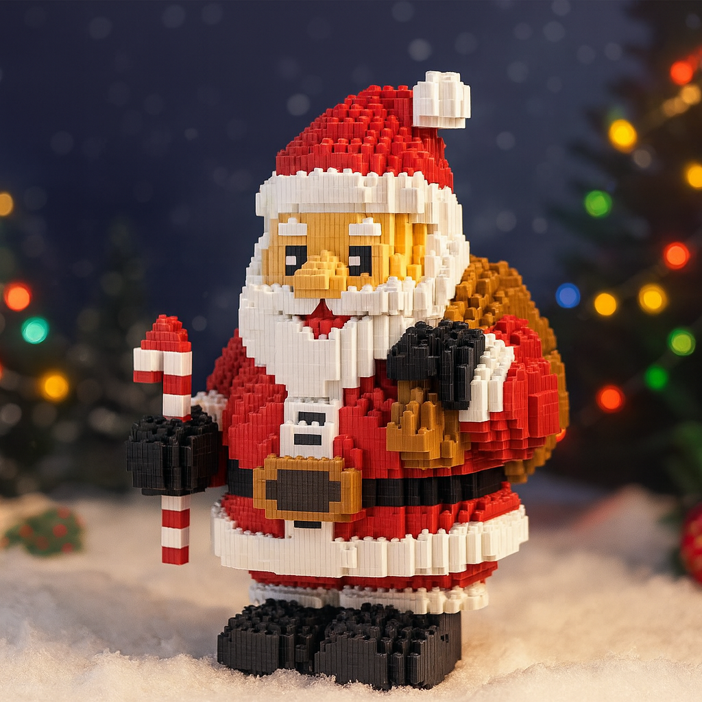 Santa Claus with Candy Cane | Building Blocks
