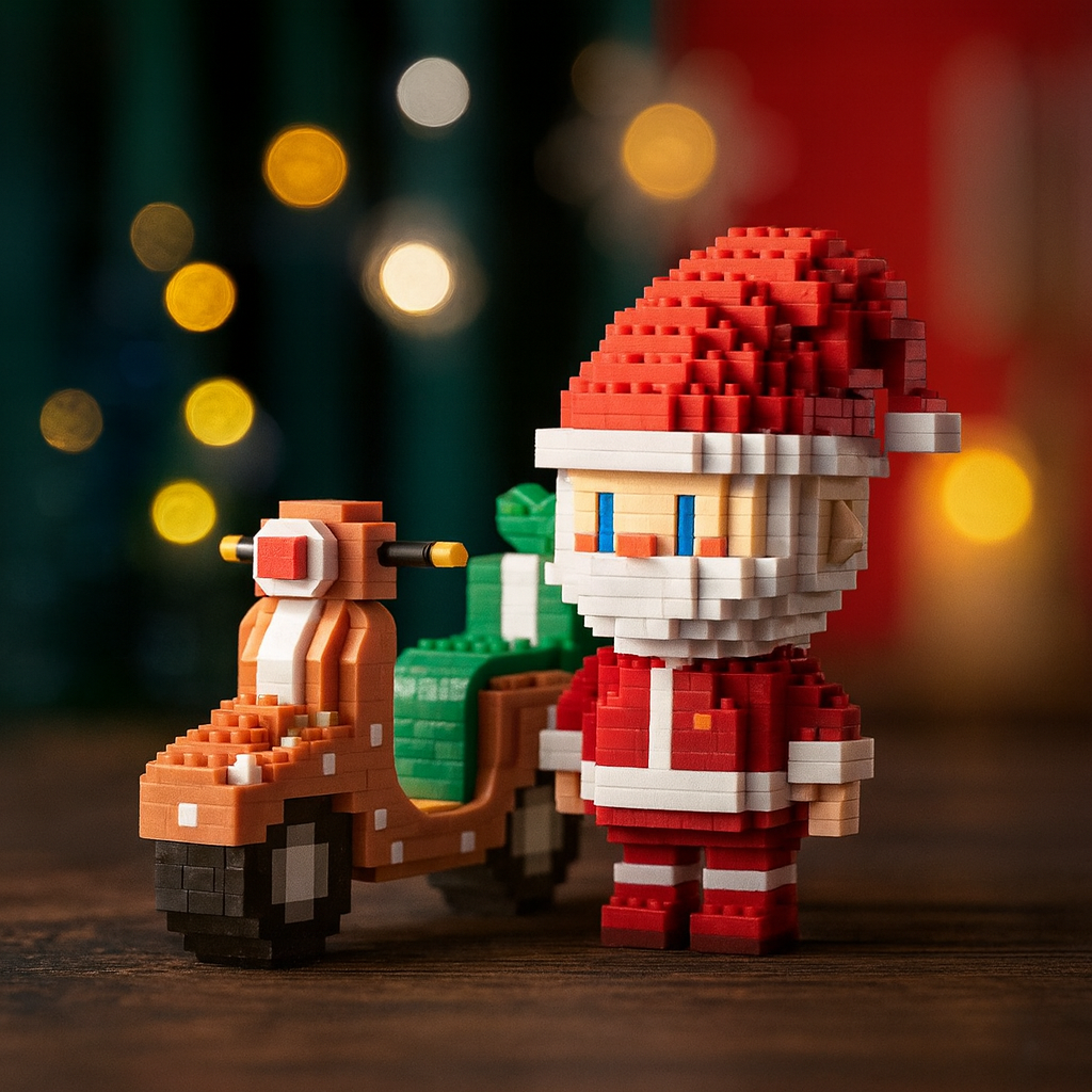 Santa Claus on Scooter | Building Blocks