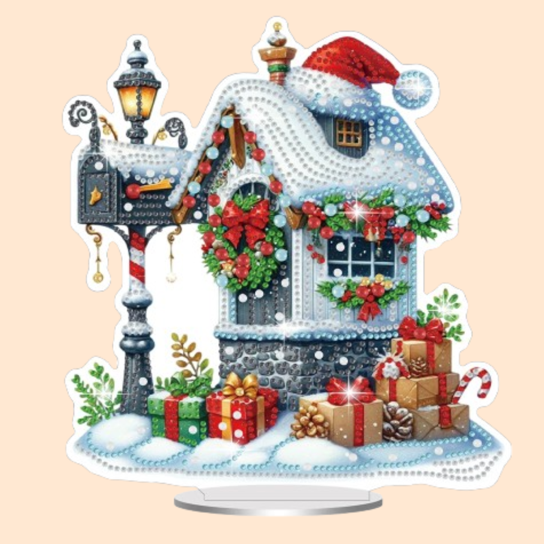 5D House with Christmas Hat | Diamond Painting
