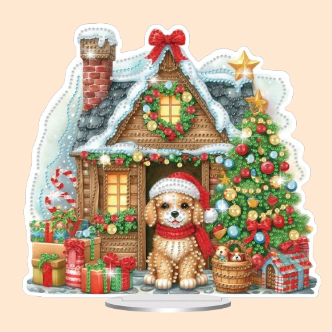 5D Puppy for Christmas House | Diamond Painting