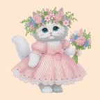 Moving cat in a dress | Diamond painting