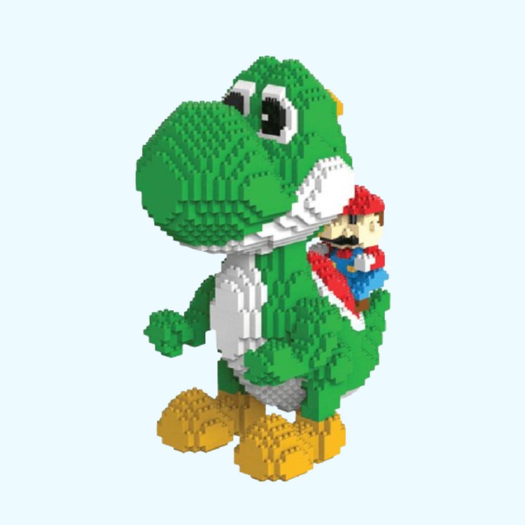 Green dinosaur with red plumber | Building blocks