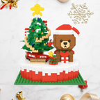 Christmas tree and bear on construction plate | Building blocks