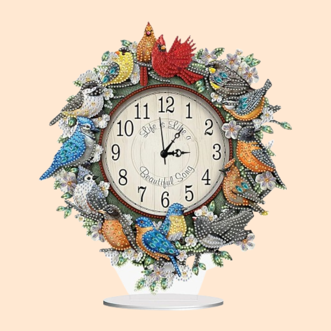 5D Clock with Birds | Diamond Painting