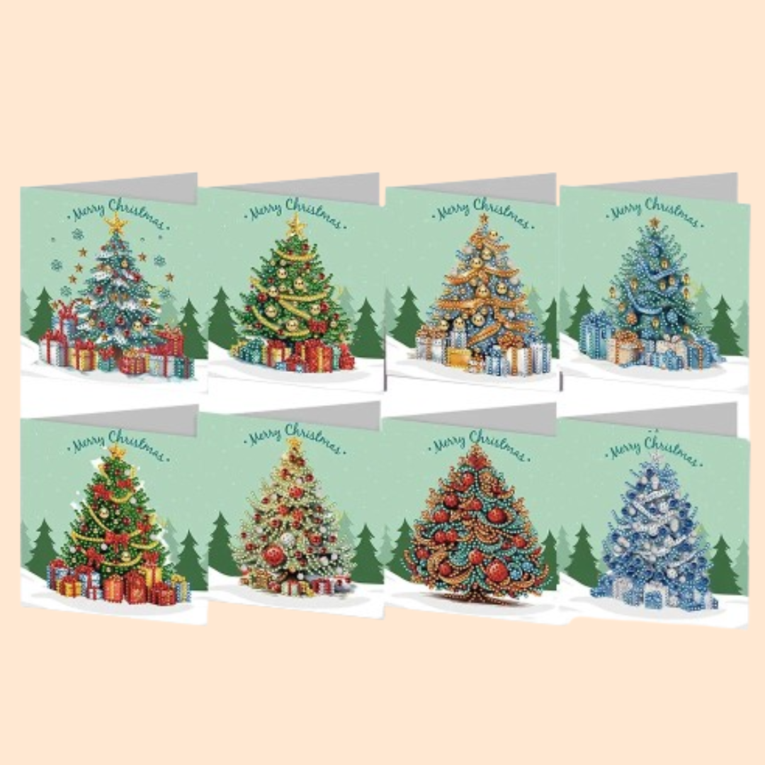 Christmas Tree Christmas Cards | 8 pieces | Diamond Painting