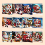Santa Claus Christmas Cards | 12 pieces | Diamond Painting