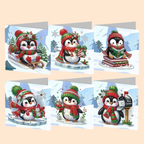 Penguin Christmas Card Set | 6 Pieces | Diamond Painting