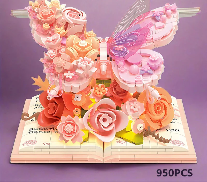 Pink Butterfly on Book | Building Blocks