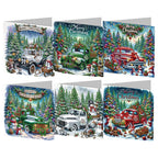 Christmas Card Set with Vintage Cars | 6 pieces | Diamond Painting