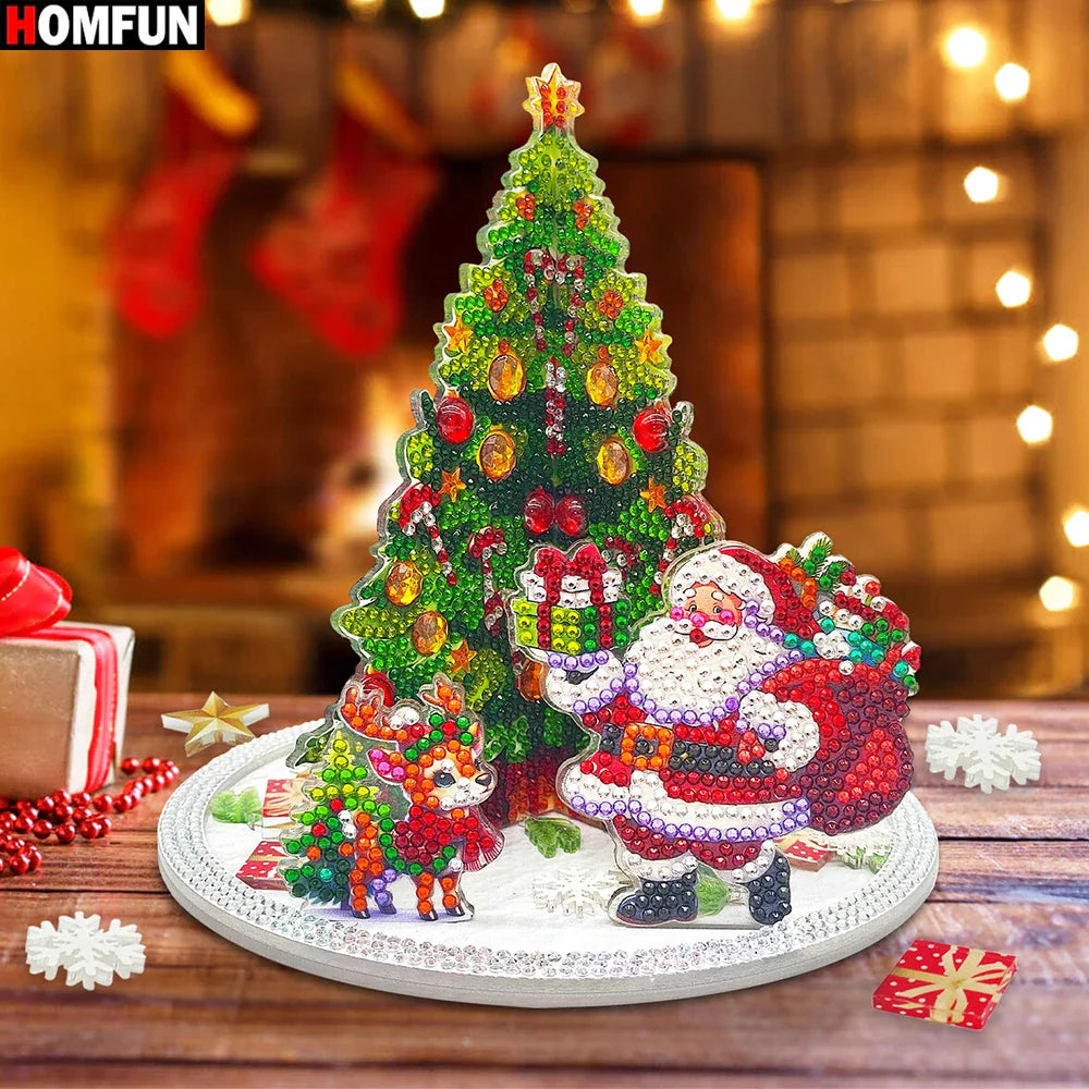 3D Santa Claus next to the Christmas tree | Diamond painting