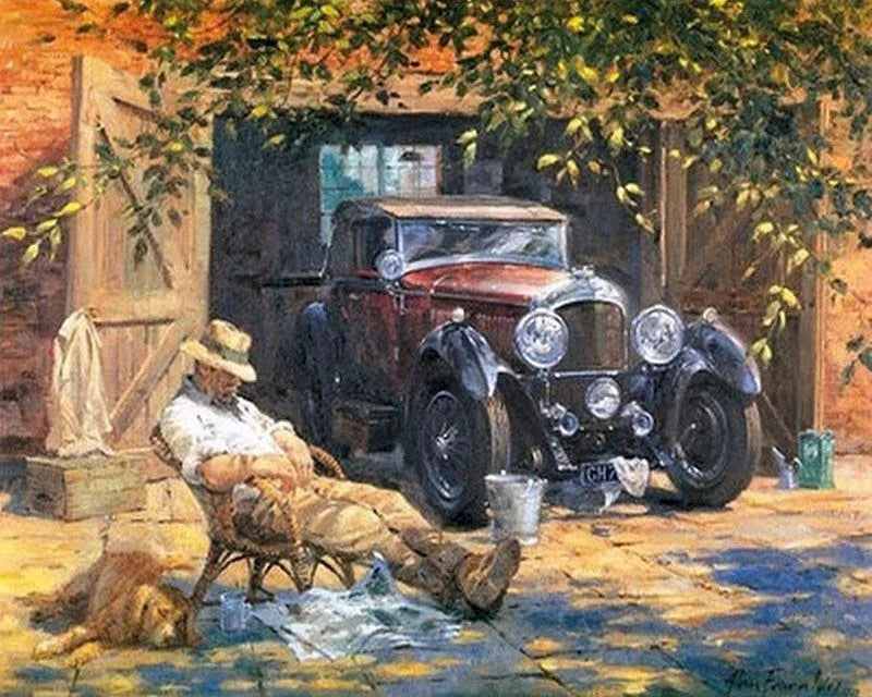 Sleeping Man for Vintage Car | Painting by Numbers