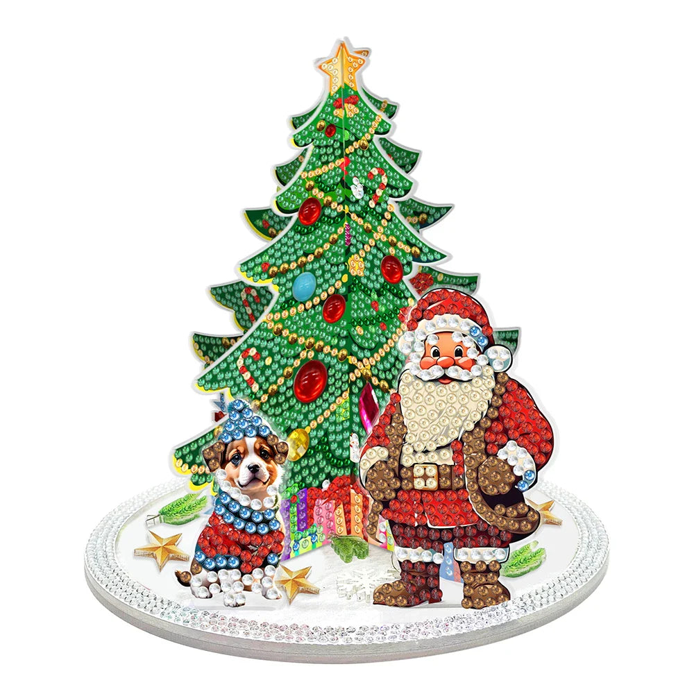 3D Santa Claus next to the Christmas tree | Diamond painting