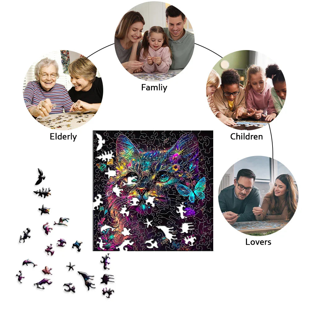 Cat with Butterflies | Wooden Puzzle