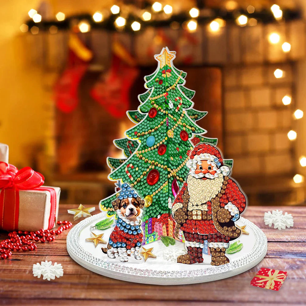 3D Santa Claus next to the Christmas tree | Diamond painting