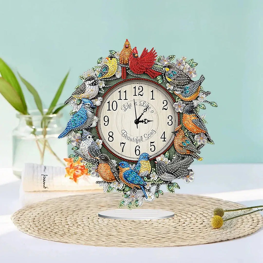 5D Clock with Birds | Diamond Painting