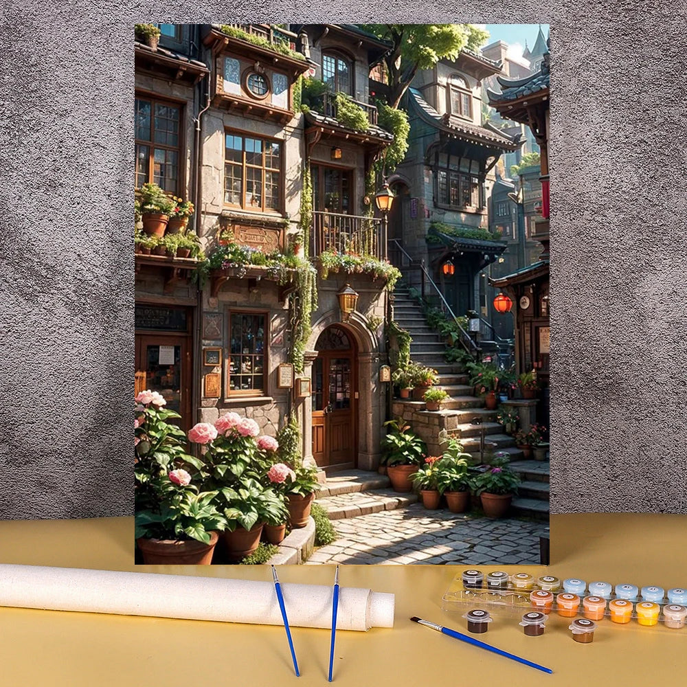 Romantic City Street - Paint by Numbers