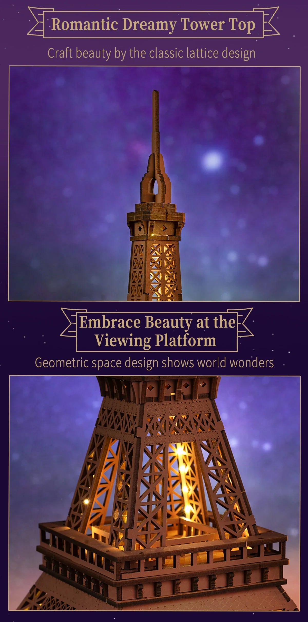 Eiffel Tower at Night | Wooden Construction Kits