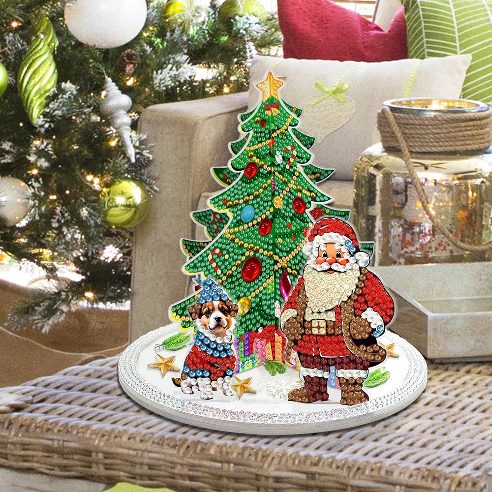 3D Santa Claus next to the Christmas tree | Diamond painting