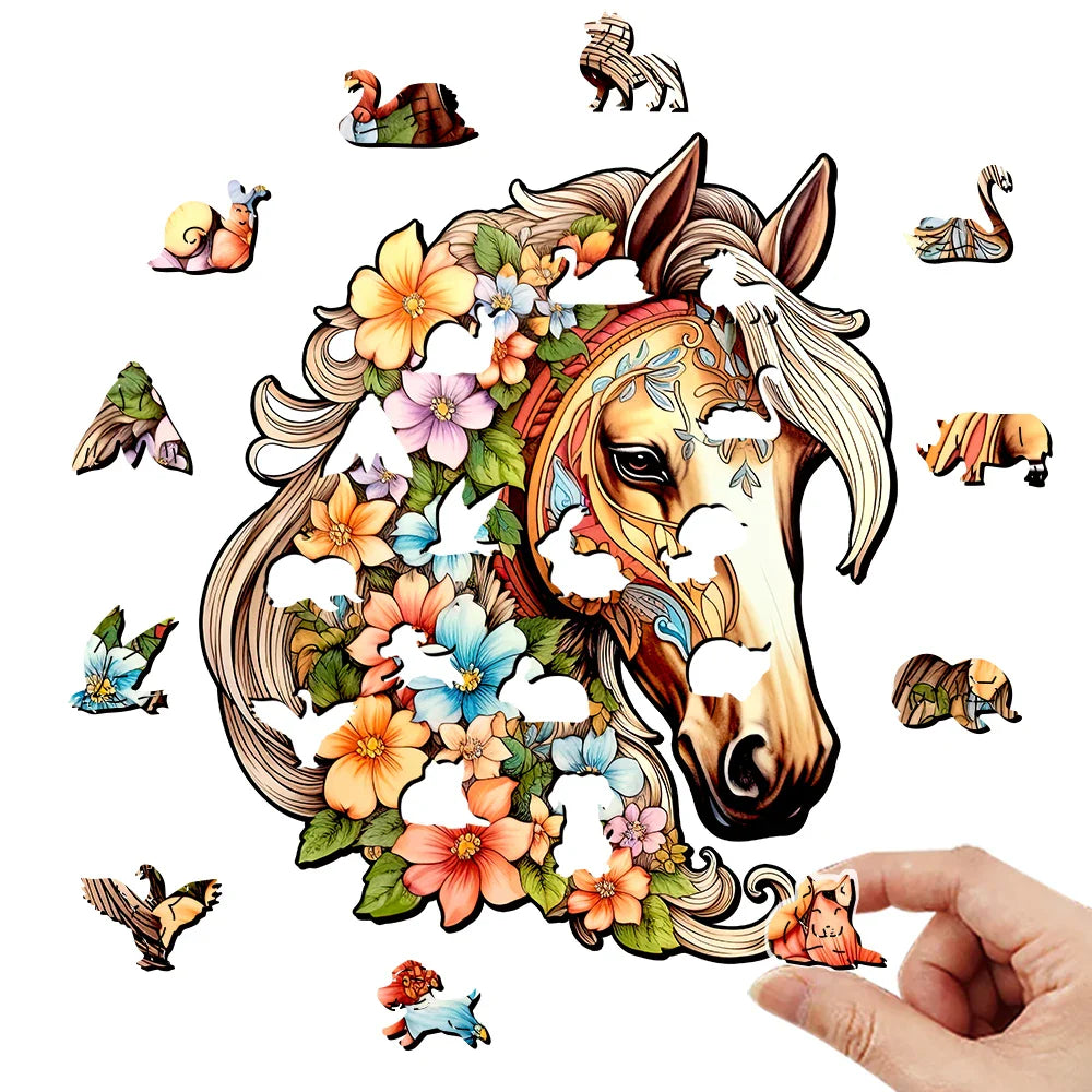 Horse with Flowers | Wooden Puzzle