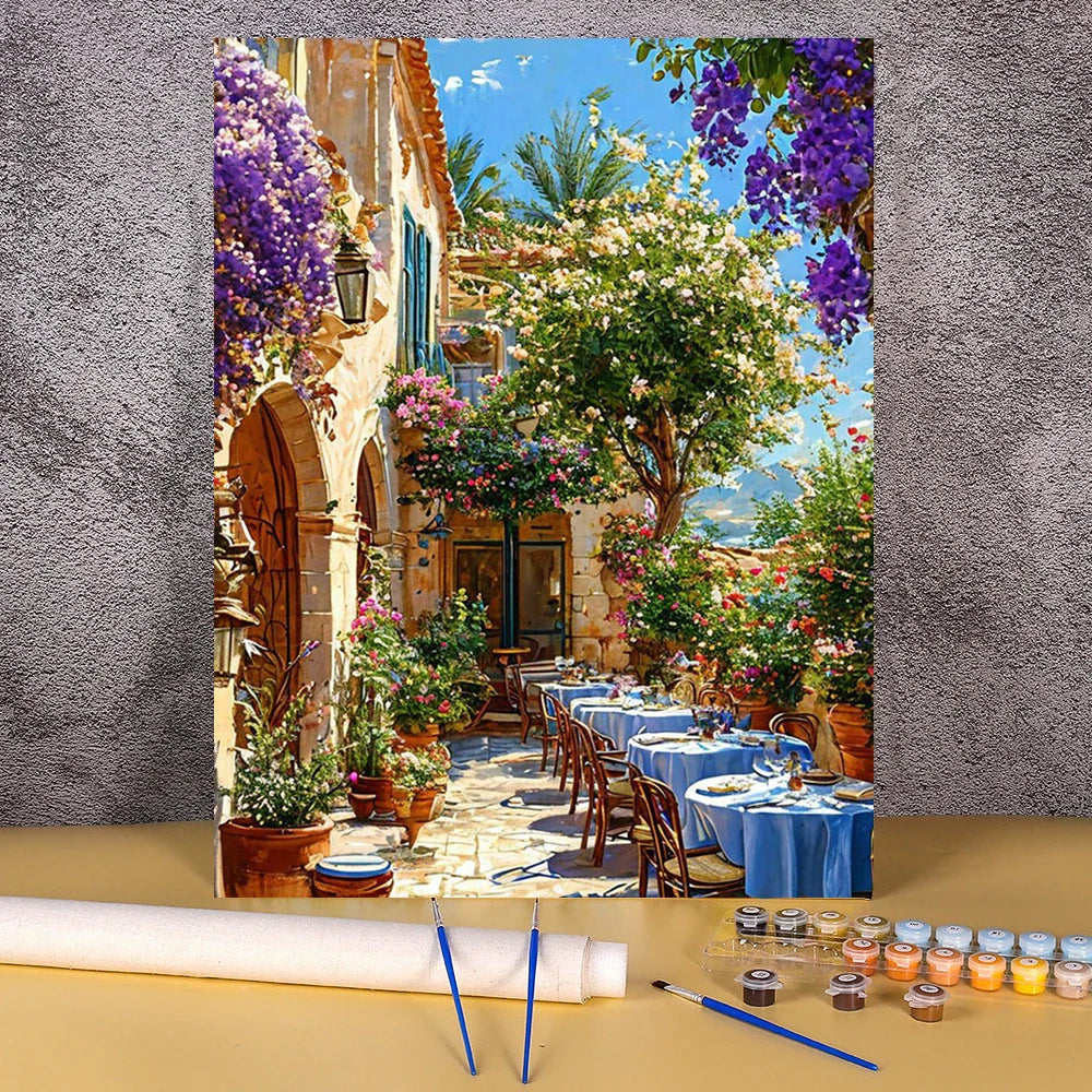 Terrace with Flowers | Paint by Numbers