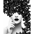 Woman with black butterflies | Paint by Numbers